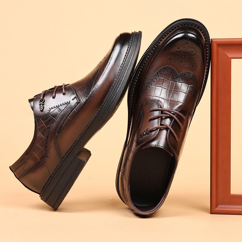 Men's First Layer Cowhide Formal Wear Business Wedding Leather Shoes