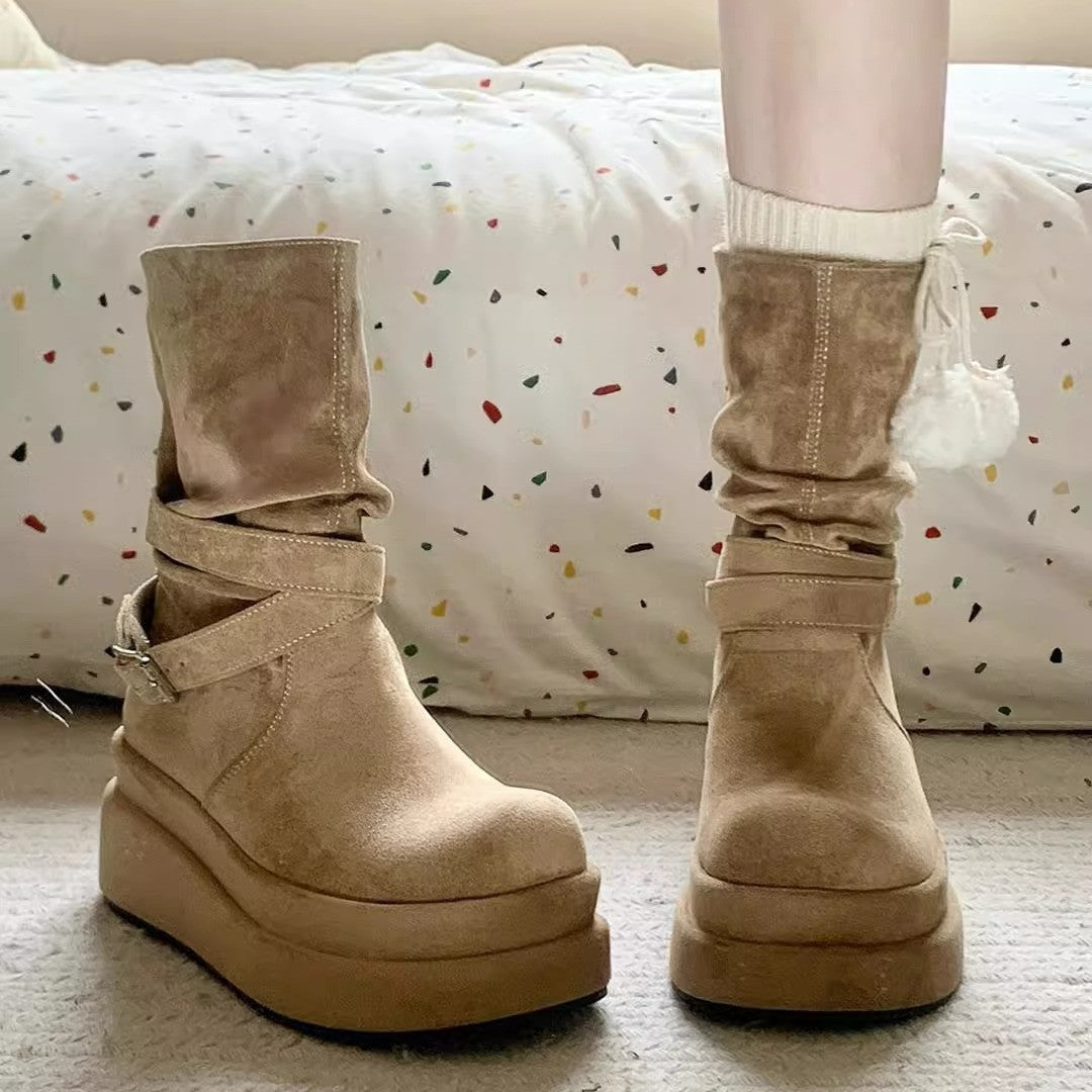 Women's Niche For Raise The Bottom Martin Pleated Suede Fashion Boots