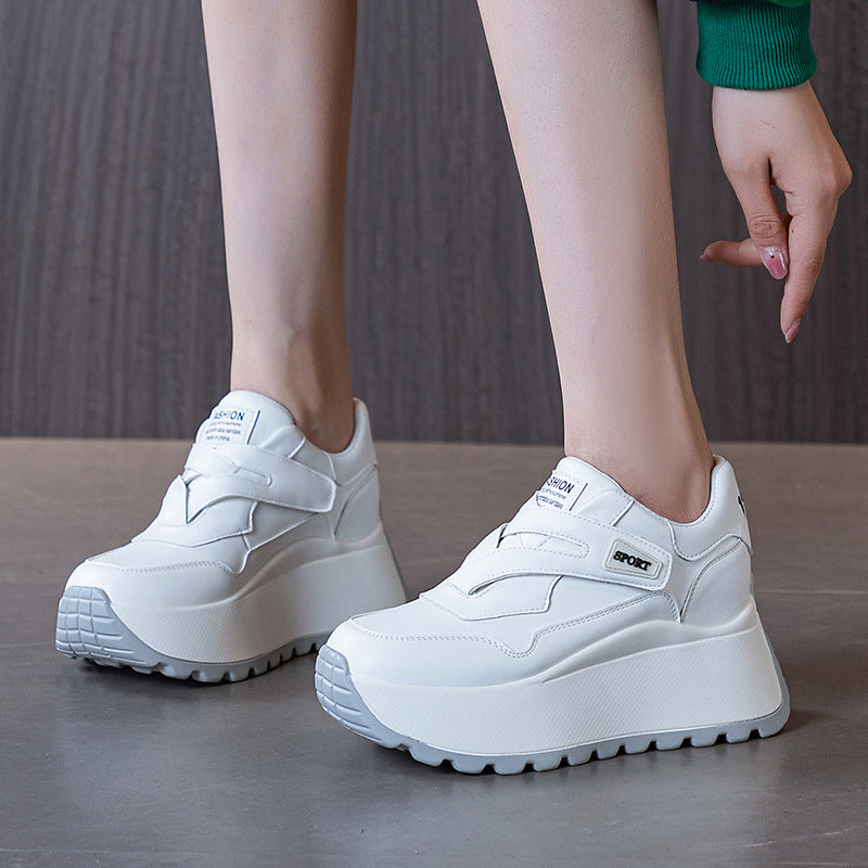 Women's Muffin Height Increasing Insole Velcro Round Sneakers