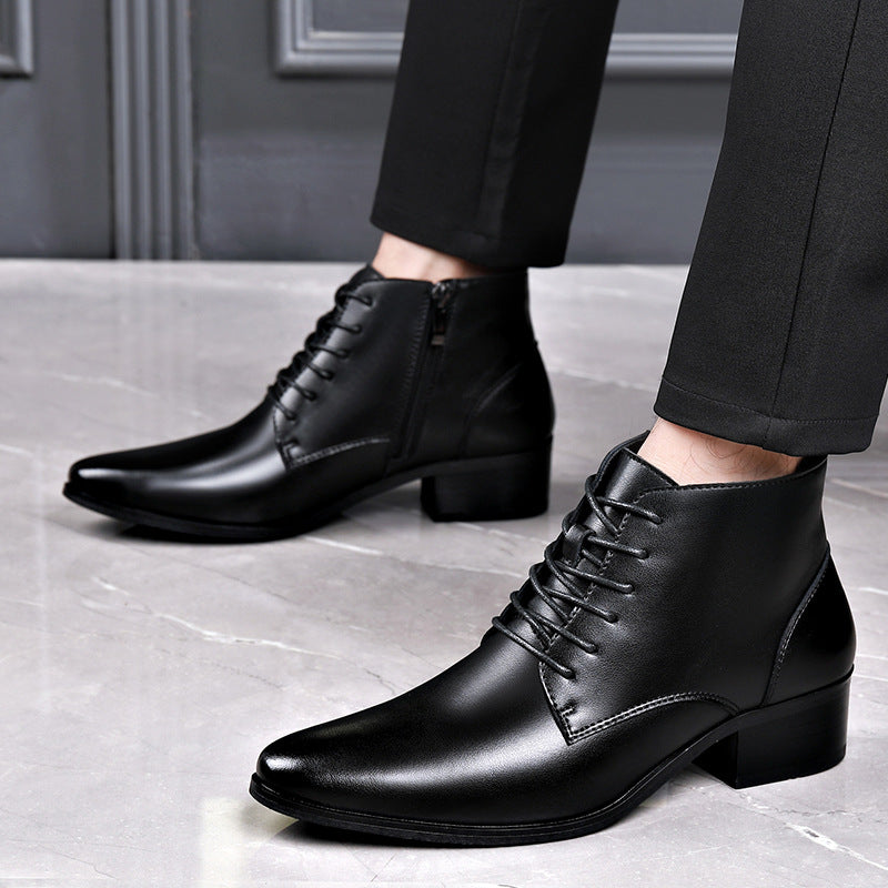 Men's Korean Style Trendy Business Pointed Veet Leather Shoes