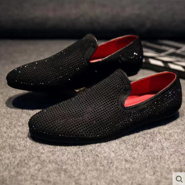 Men's Korean Style Fashion Rivet Rhinestone Slip-on Loafers