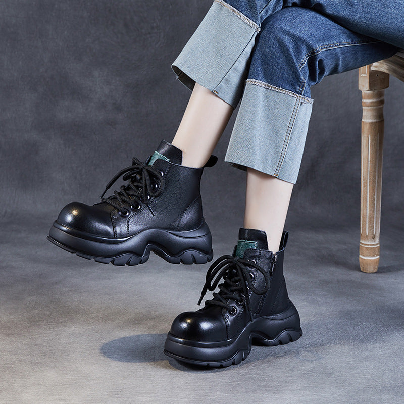 Women's Retro Ankle Thick-soled Big Toe British Martin First Boots