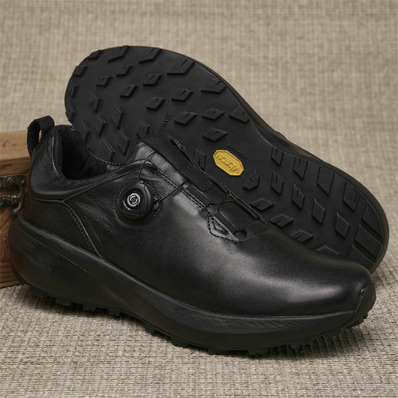 Button Comfortable Commuter Platform Height Increasing Outdoor Sports Leather Shoes