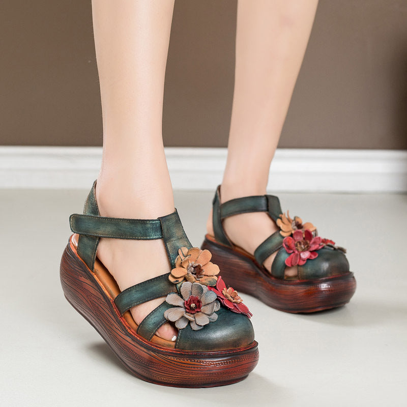 Women's Ethnic Style Mori Flower Toe Box Sandals