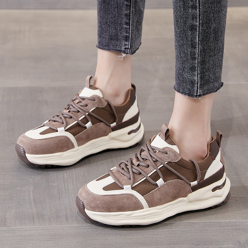 Women's White Autumn Thick Bottom Dissoed Board Casual Shoes