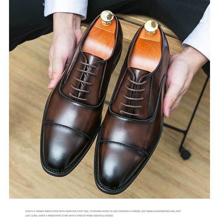 Men's Pointed British Style Oxford Suit Bridegroom Men's Business Leather Shoes