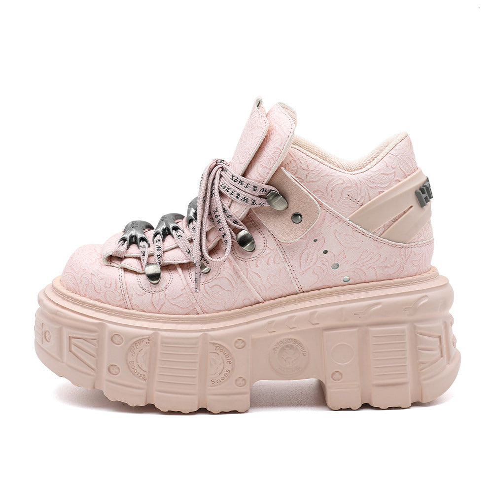 Women's Thick-soled Metal Platform Height Increasing Street Shooting Punk Tank Boots