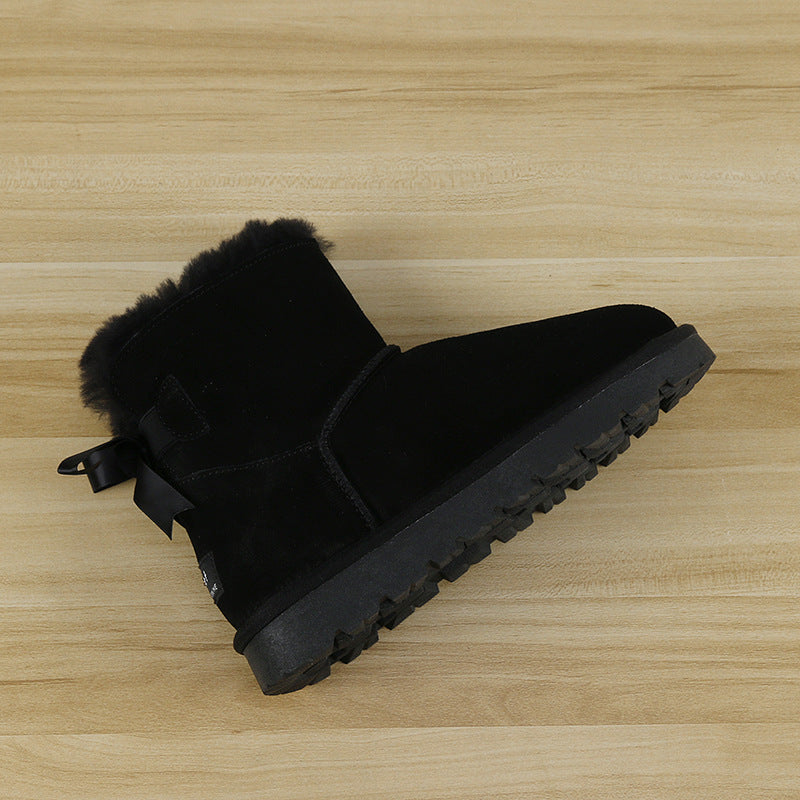Women's Sheepskin Fur Short Winter Wool Cotton Snow Boots