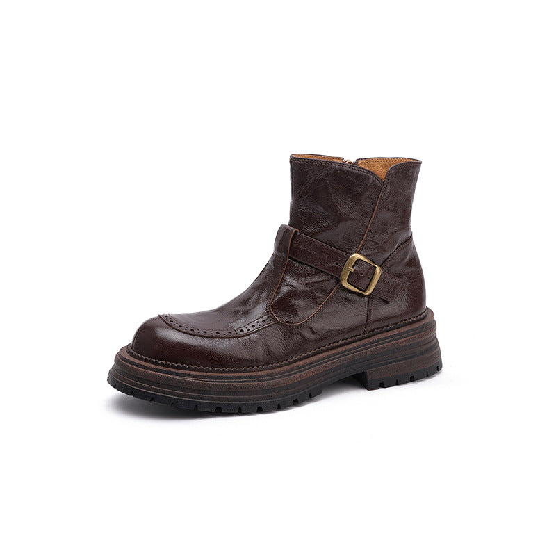 British Style Martin Cowhide Brown With Veet Boots