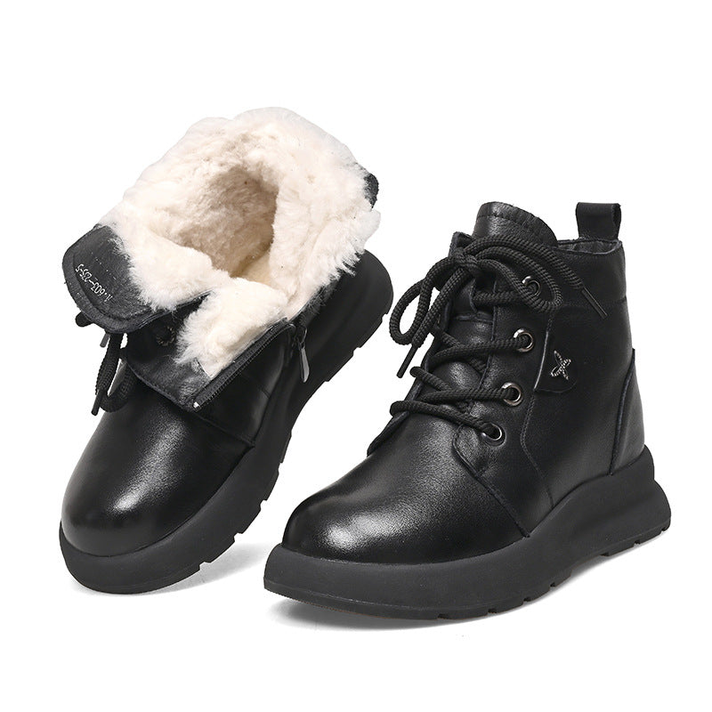 Women's Mother's Cotton Fur Integrated Soft Bottom Ankle Winter Warm Snow Boots