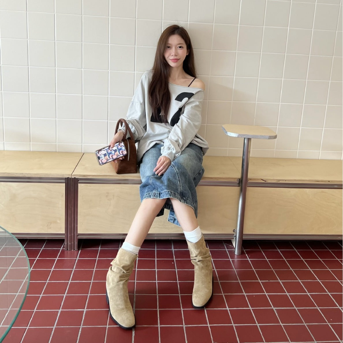 Women's Pile Elegant Short Sleeve Height Increasing Insole Boots