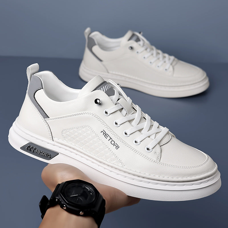 Men's Summer Fashionable Platform Versatile Breathable White Sneakers