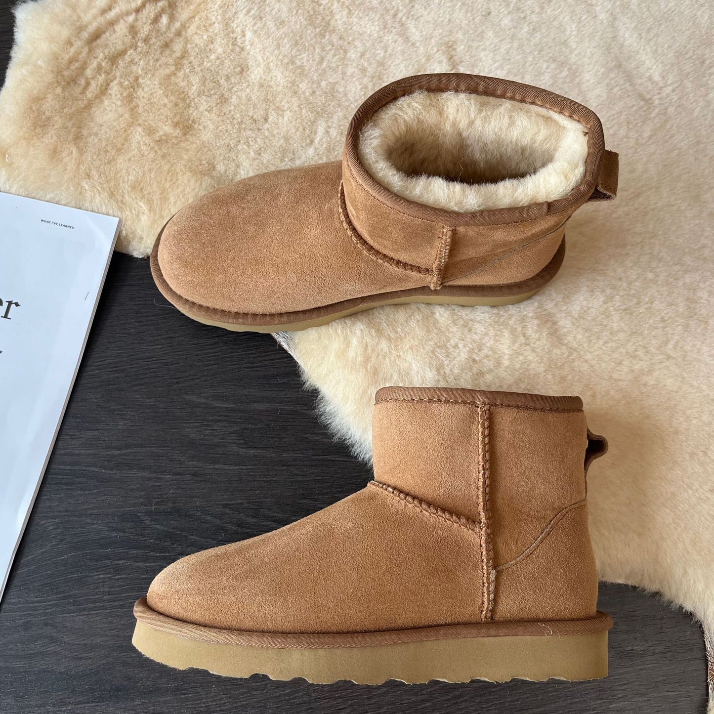 Men's Sheep Fur Integrated Classic Basic Style Snow Boots