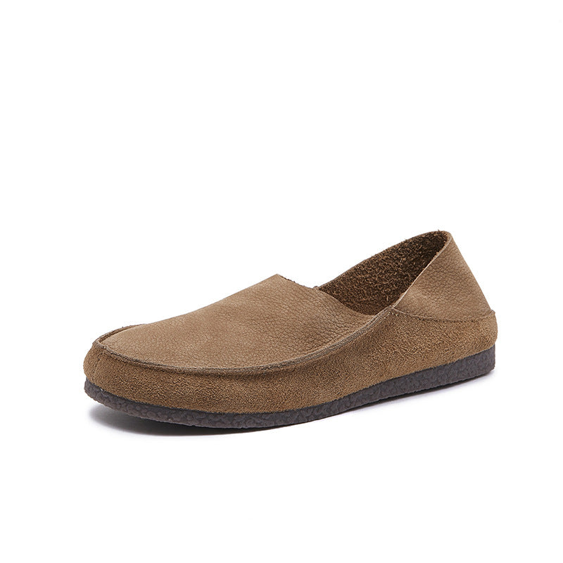 Women's Bottom Retro Round Head Thick Cowhide Casual Shoes
