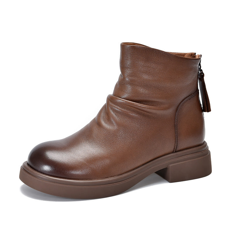 Price First Layer Cowhide Booties Vintage Real With Boots