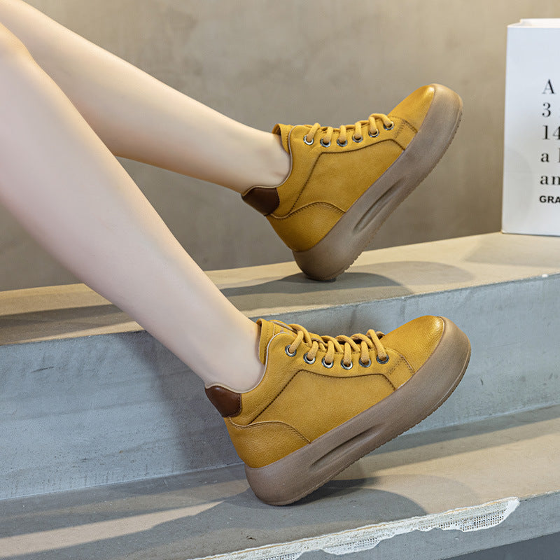 Women's Genuine Versatile Retro Platform Brushed Fashion Casual Shoes
