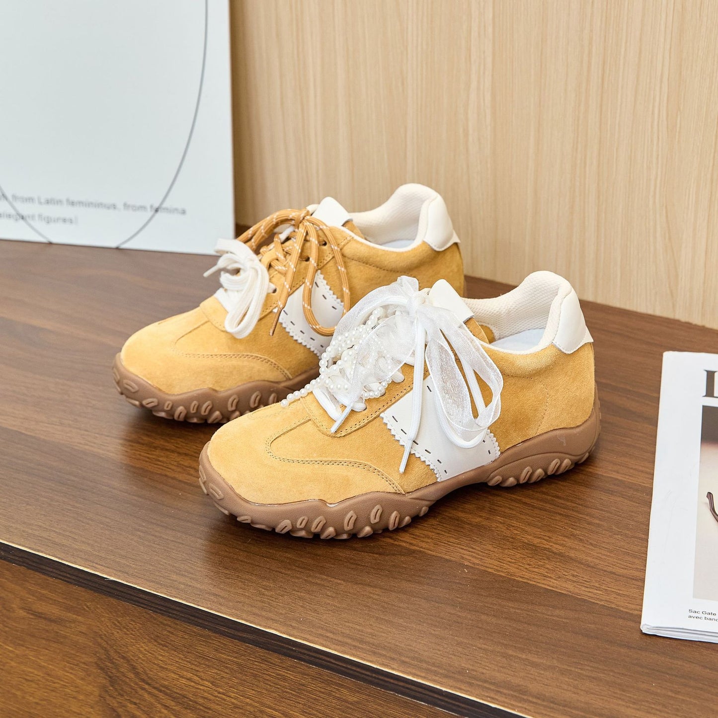 Mercerized Pearl Lace Mandarin Duck Shoelace Sports Invisible Women's Casual Shoes