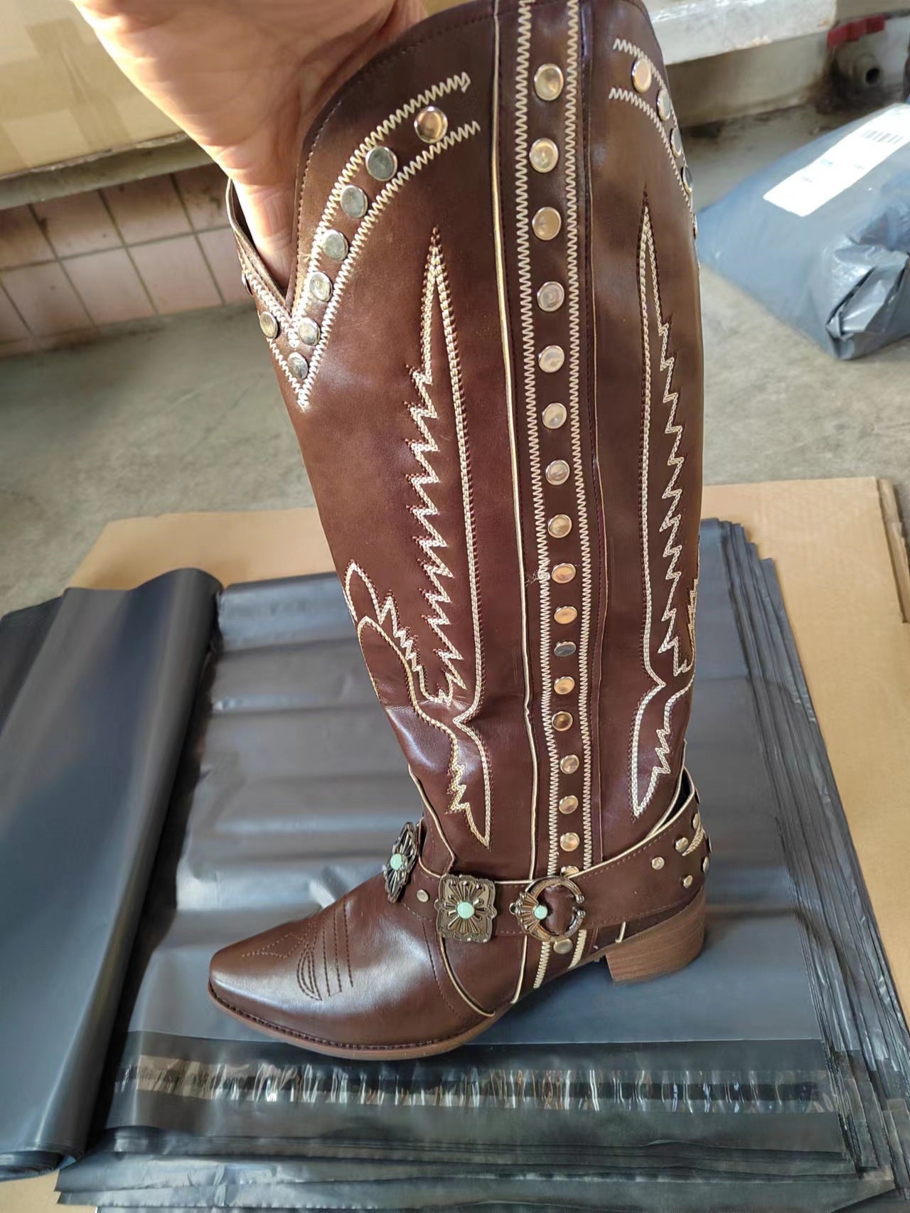 Women's Miller Retro Western Competitive Denim Women's Leather Boots