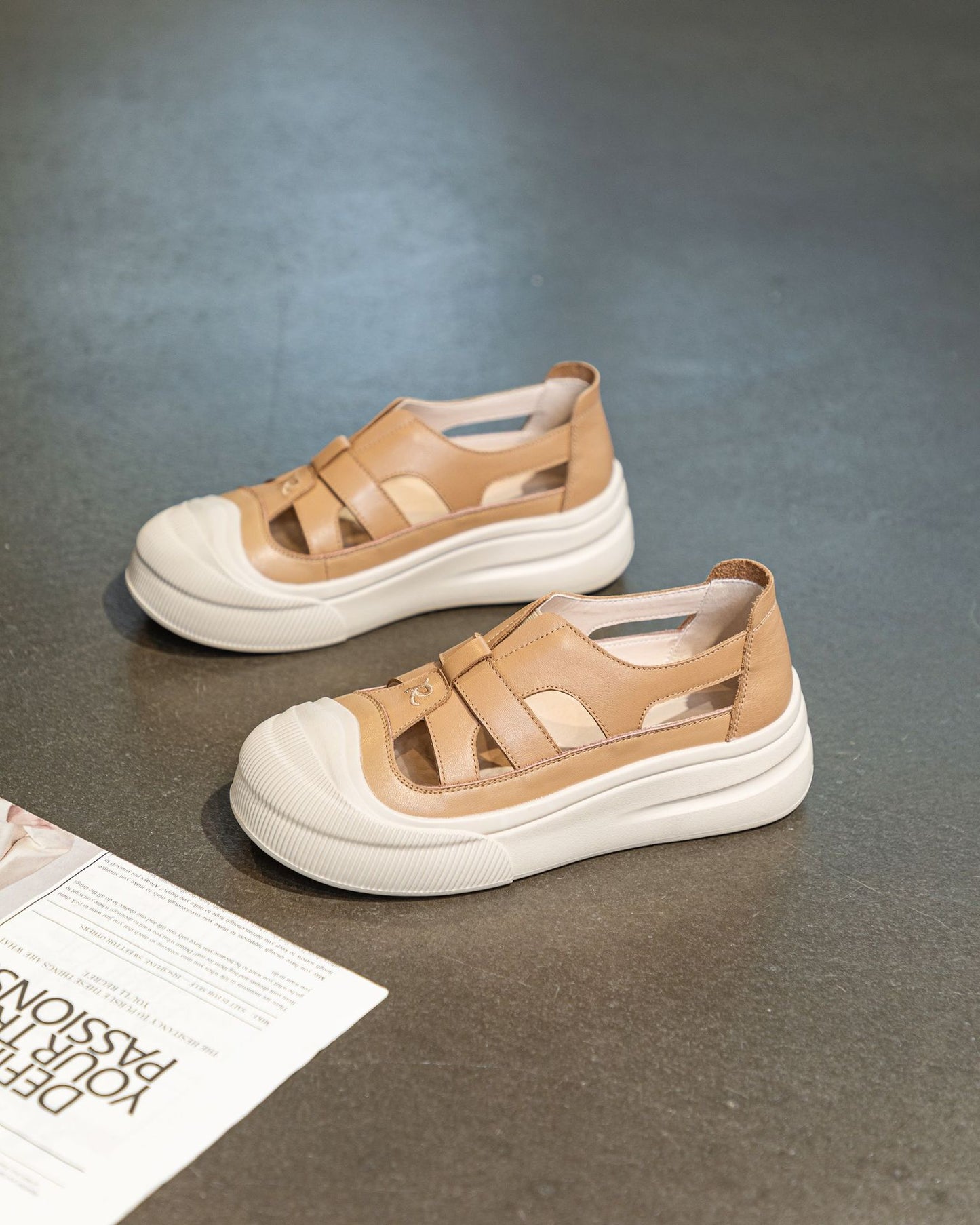 Women's Platform Top Layer Cowhide Sports Style Sandals