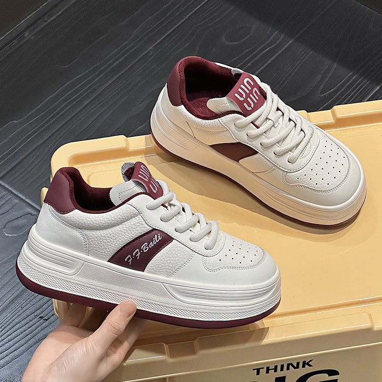 Women's & Men's Genuine Bread White Spring Fleece-lined Platform Casual Shoes