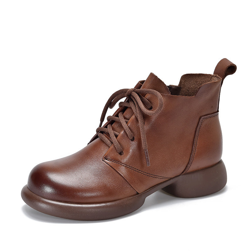 Women's Ankle Round Toe Brushed Mid Soft Boots