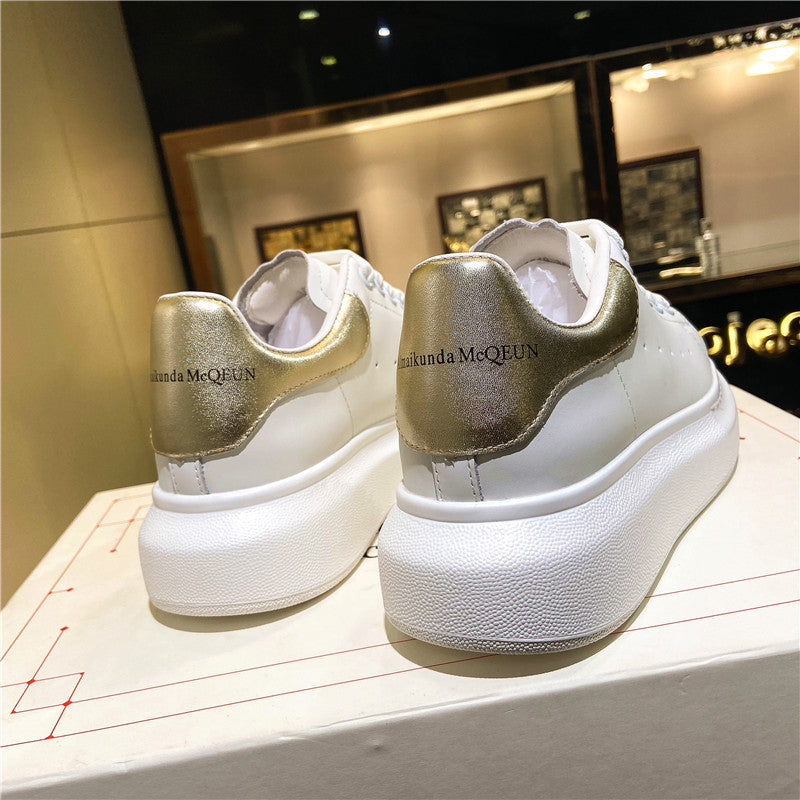 Women's Mcqueen White Genuine Platform Invisible Elevated Casual Shoes