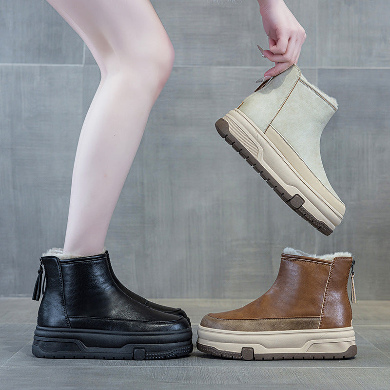 Women's Winter Fleece-lined Thickened Korean Style Warm Snow Boots