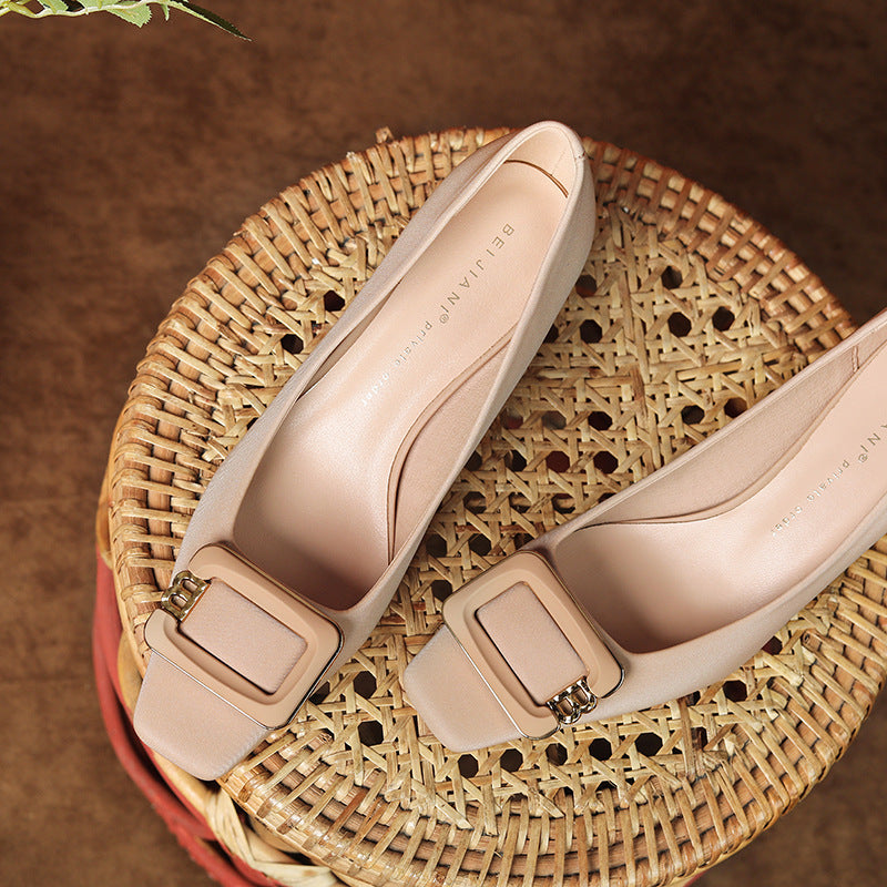 Women's Pumps Chunky Square Toe Dress Comfortable Women's Shoes