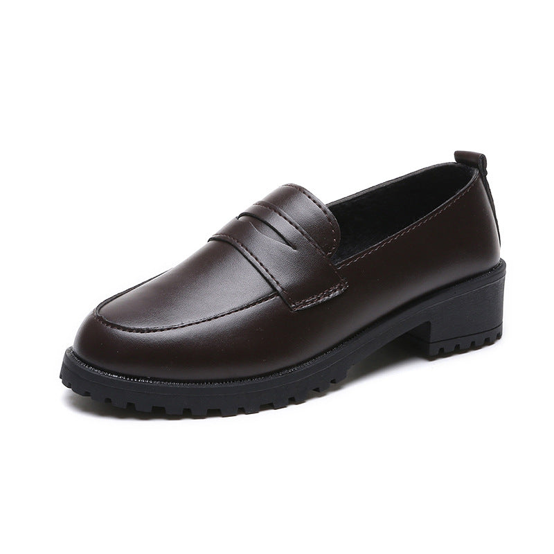 Women's Good Match Black British Mary Jane Round Toe Vintage Platform Leather Shoes