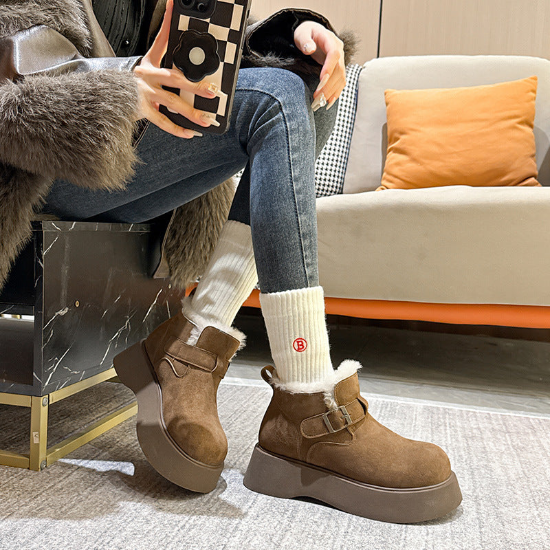Women's Thick Bottom Fleece-lined Winter Ankle Retro Snow Boots