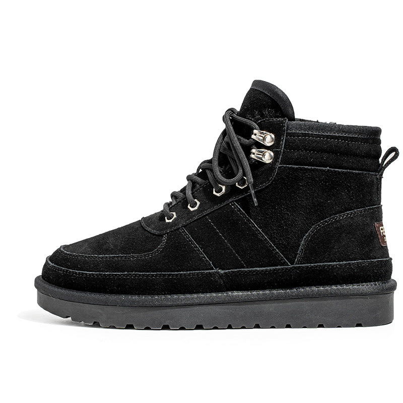 Men's Thickened One Pedal Cotton Genuine Outdoor Snow Boots
