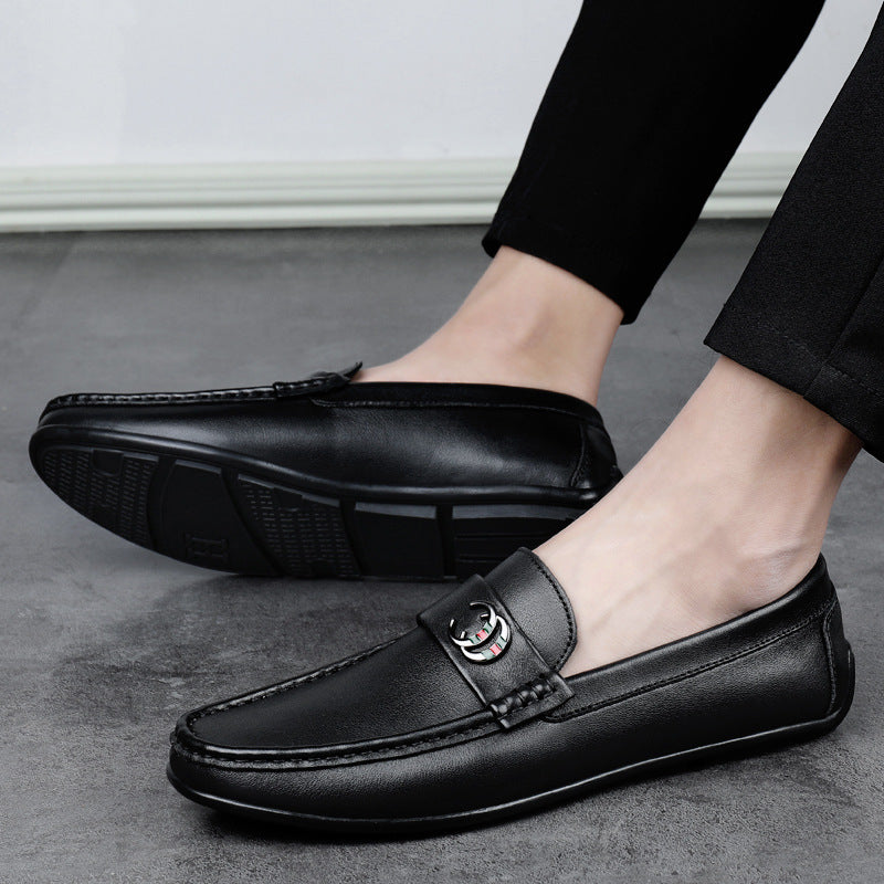 Men's Autumn First Layer Cowhide Soft Bottom Driving Trendy Fashion Casual Shoes