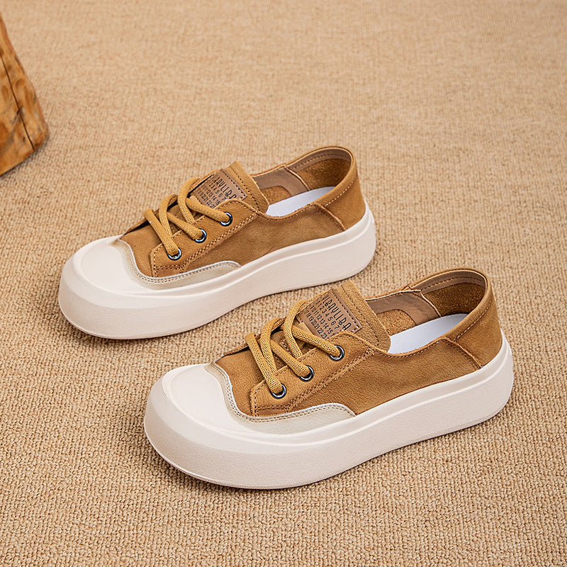 Women's Flat Retro Easy Matching Thick Bottom Breathable First Sneakers