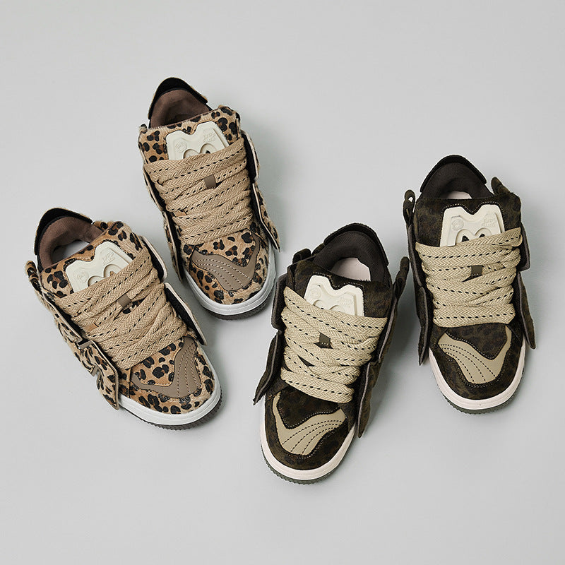 Women's & Men's Cyclone Series Leopard Print Color Matching Trend Increased Sneakers