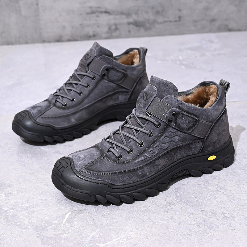 Men's Outdoor Fur Integrated Dad Cotton Thick-soled Snow Boots