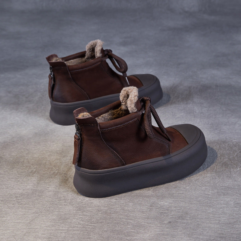 Women's Fleece-lined High Thick Bottom Versatile Handmade Snow Boots