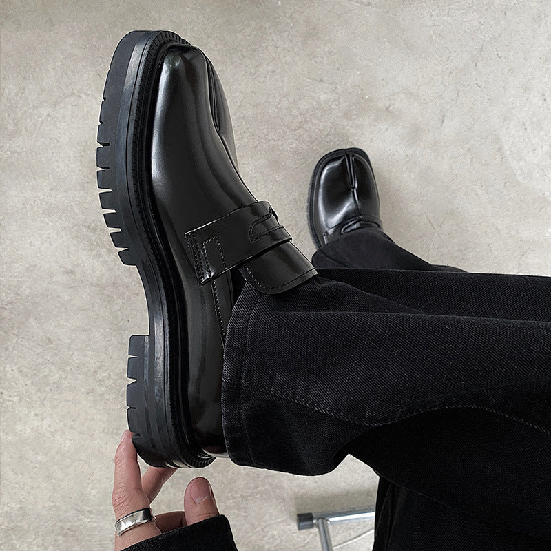 Men's Niche High-grade Horseshoe Design Korean British Trendy Leather Shoes