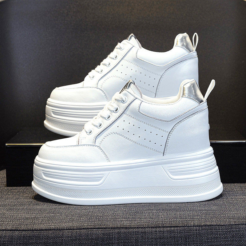 Women's Platform Height Increasing Insole White With Sneakers