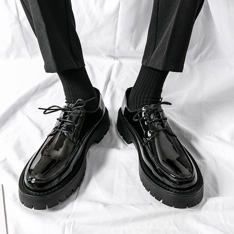 Men's British Retro Round Toe Brogue Platform Casual Shoes