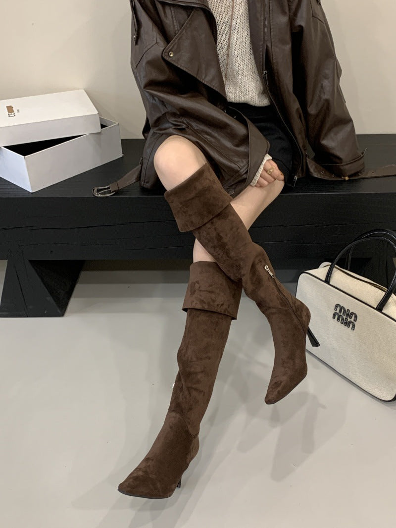 Stiletto Knight Two-way Wear Female Temperament Women's Leather Boots