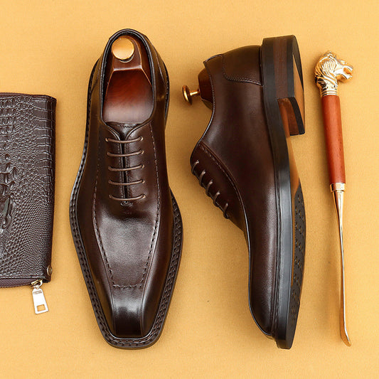 Men's Soft Bottom Pointed British Style Vintage Leather Shoes