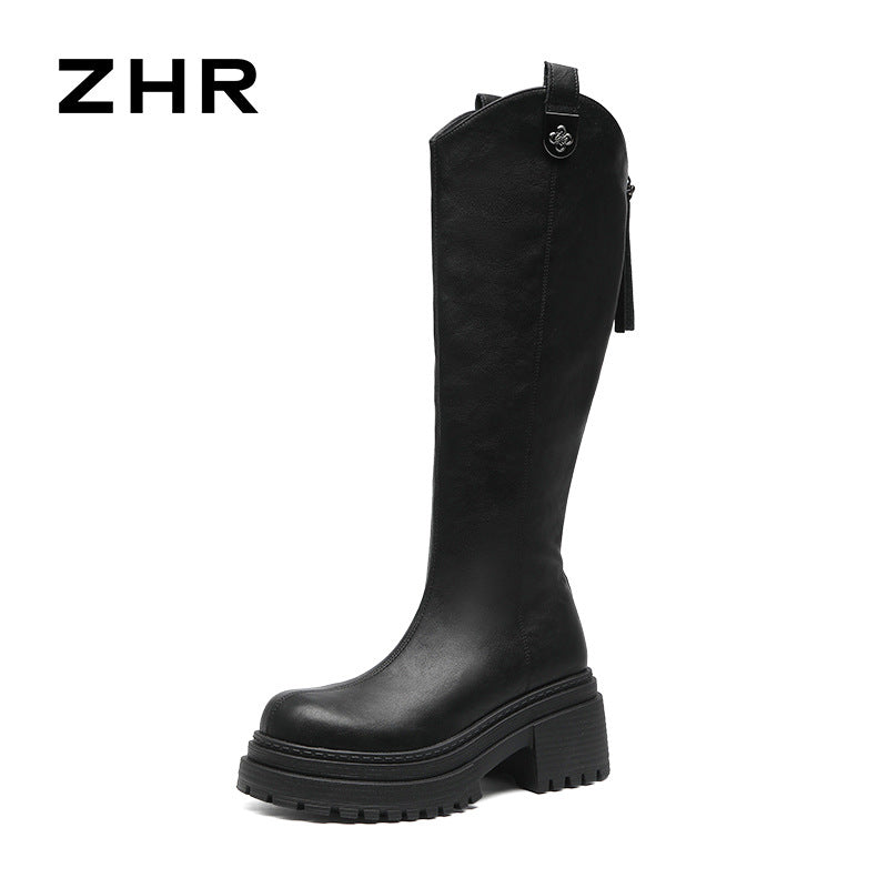 Women's Then Long Biker Fleece-lined Retro Platform Women's Shoes
