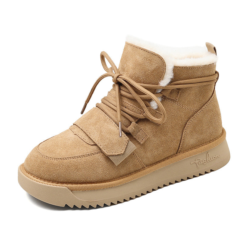 Women's Winter Fleece-lined Thick Short Trendy Bottom Snow Boots