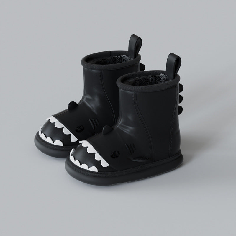 Winter Shark Female Waterproof Fleece-lined Warm Cute Snow Boots