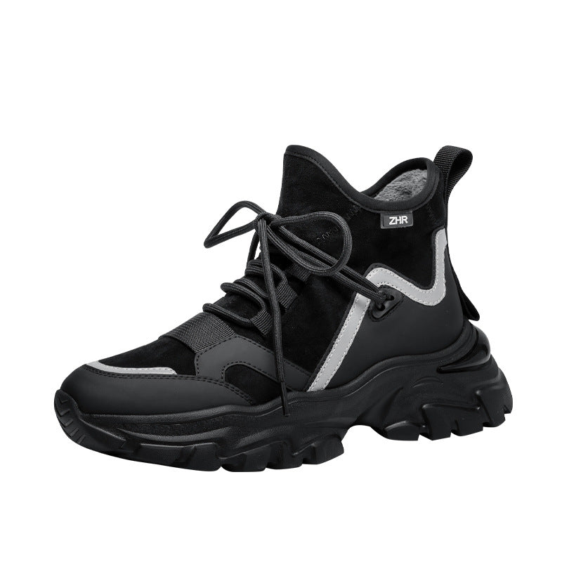 Women's Warm Platform Dad Winter Fleece-lined Bag Sneakers