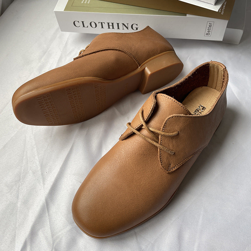 Women's Feet British Style Genuine Round Head Casual Shoes