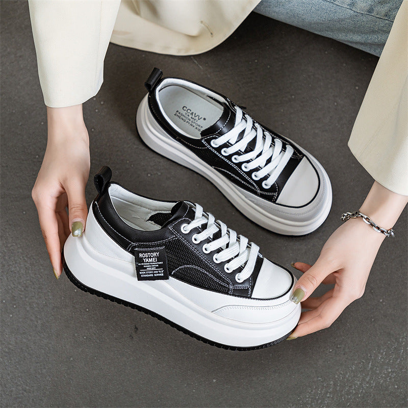 Women's Mesh Sports White Thick Bottom Breathable Casual Shoes