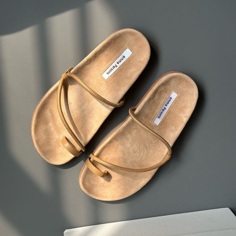 Women's & Men's Simplicity Thin Strap Roman Genuine Toe Slippers