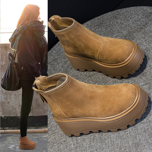 Women's Winter Fleece-lined Platform Height Increasing For Small Slimming Snow Boots