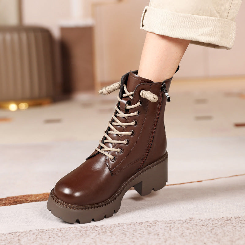 Women's Thickened Veet Ankle Thick Bottom Fleece-lined Chunky Boots